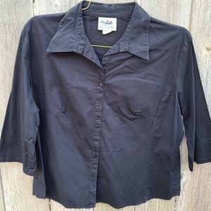 3/4 sleeve faded black button down shirt size XL